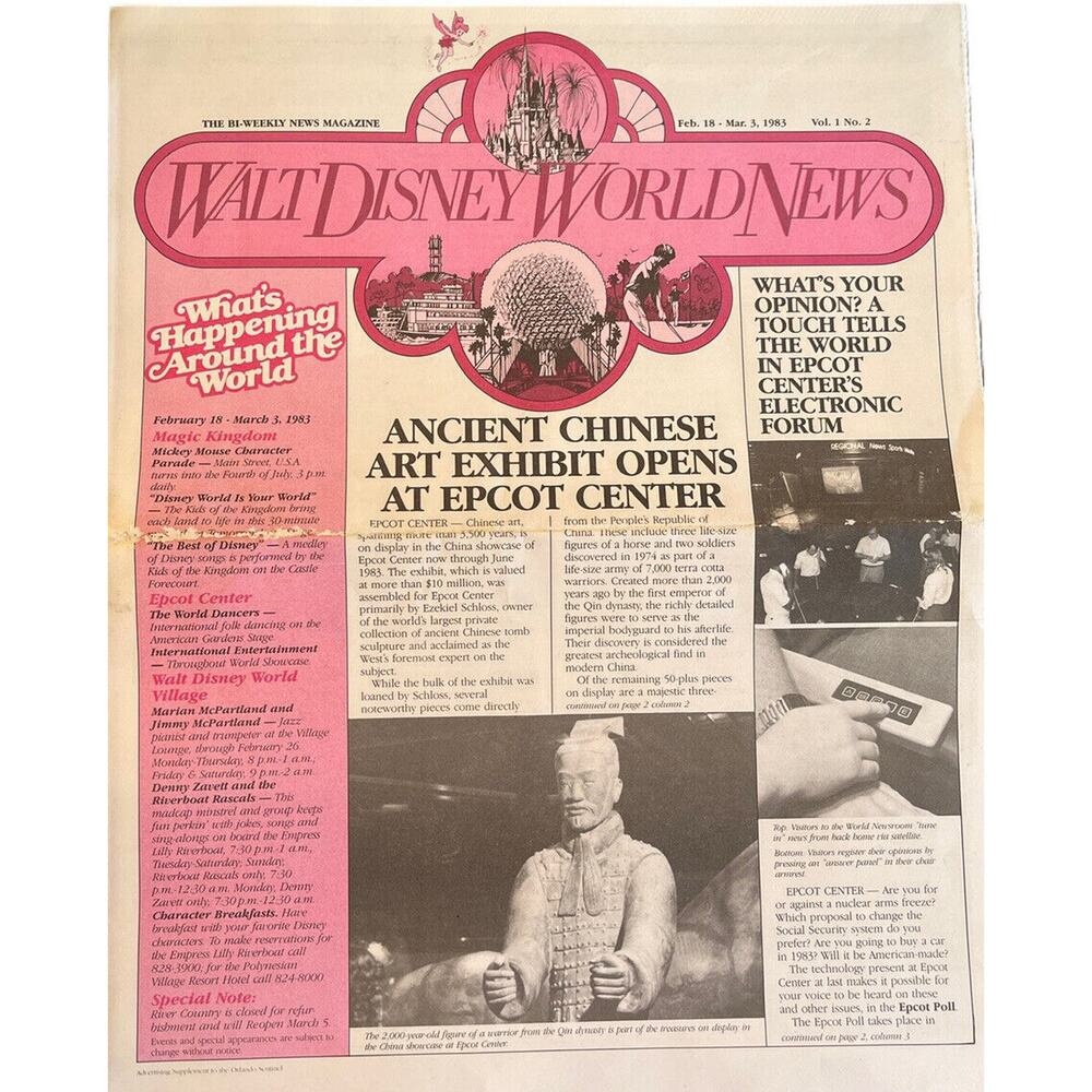 Vtg Walt Disney World News Feb 18-Mar 3 1983 Vol 1 No 2 Bi Weekly Magazine EUC